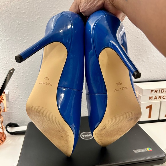 Nine West Electric Blue Patent Pointed-Toe Pumps - Picture 4 of 4